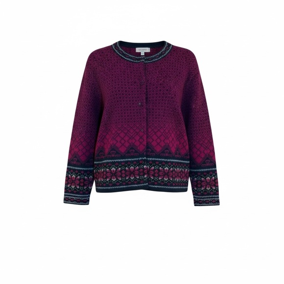 Vintage Eagles Eye Wool Fair Isle Style Sweater knit cardigan Heart Buttons S - Picture 4 of 11